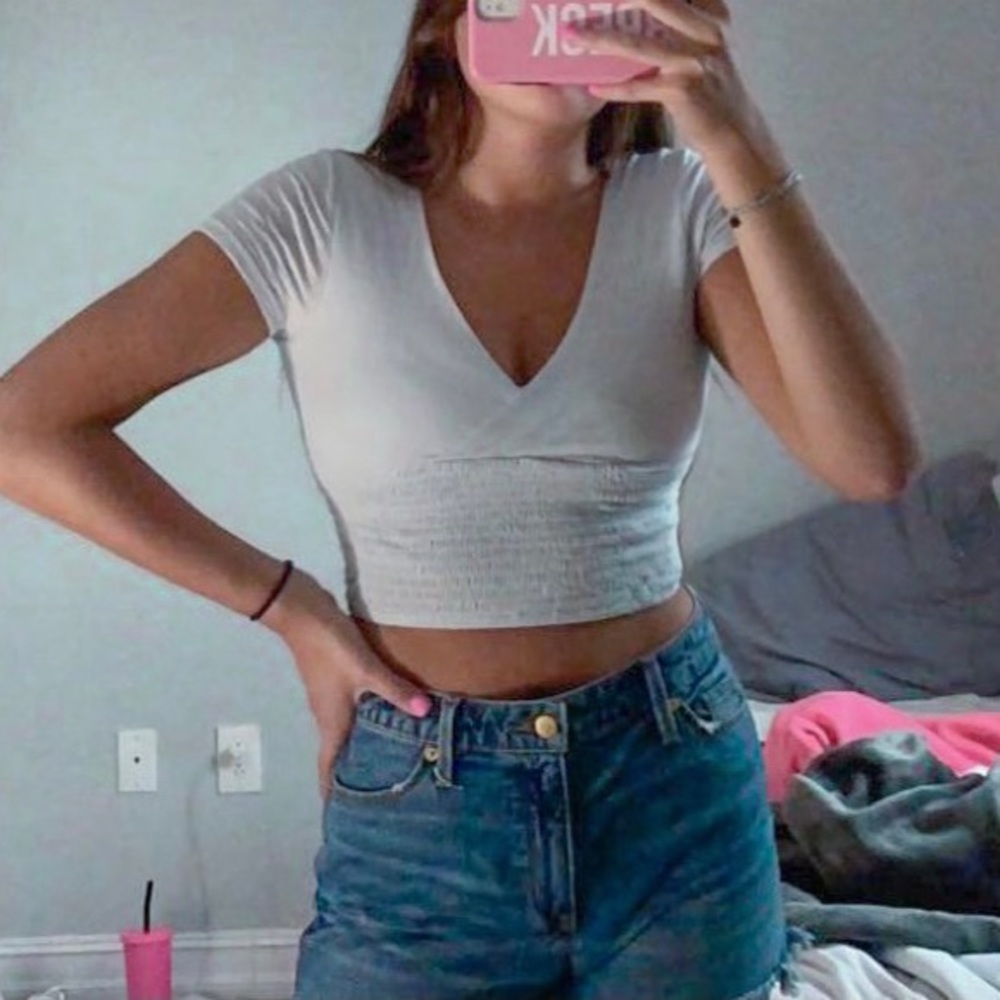 Cross front blue top!!